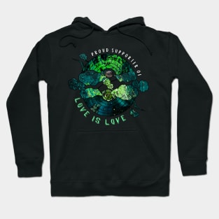 Proud Supporter of Love is Love Rainbows - Space Green Hoodie